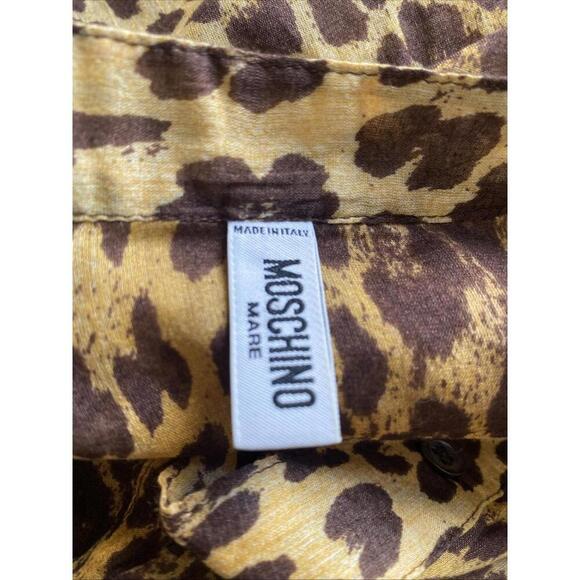 Moschino Mare M Swim Beach Cover Up Top Leopard Print Blouse IT-42 Medium Tunic - Picture 6 of 8